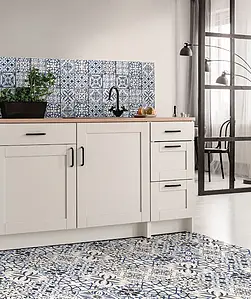 Background tile, Effect faux encaustic tiles, Color navy blue, Style patchwork, Glazed porcelain stoneware, 20x20 cm, Finish matte