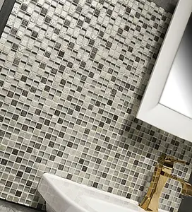 Mosaico, Colore grigio, Pietra naturale, 30x30 cm, Superficie semilucida