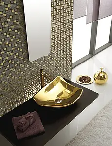 Mosaico, Efecto oro y metales preciosos, Color multicolor, Cristal, 29.8x29.8 cm, Acabado brillo