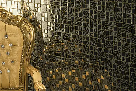Mosaik, Textur guld och ädelmetaller, Färg flerfärgade, Glas, 29.8x29.8 cm, Yta blank