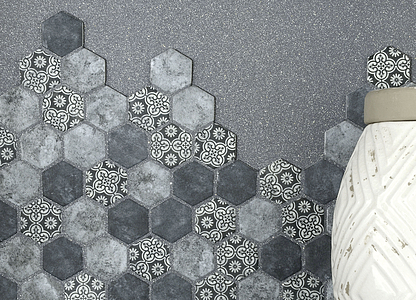 Mosaik, Optik zementoptik, Farbe graue, Stil patchwork, Glas, 28x32.3 cm, Oberfläche matte