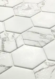 Mosaico, Effetto pietra,altri tipi di pietre, Colore bianco, Vetro, 28x32.3 cm, Superficie opaca