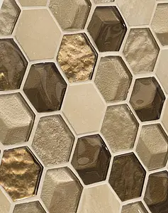 Mosaico, Color beige, Piedra natural, 30x30 cm, Acabado brillo