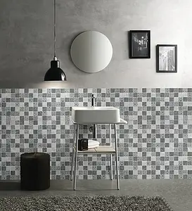 Mosaikkflis, Effekt stein,faux encaustic-fliser,other stones, Farge grå, Stil patchwork, Glass, 30x30 cm, Overflate matt