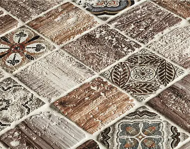 Mosaico, Color marrón, Piedra natural, 30x30 cm, Acabado mate