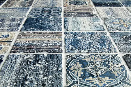 Mosaïque, Teinte bleue, Pierre naturelle, 30x30 cm, Surface mate