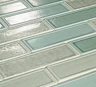 Mosaico, Efecto ladrillo, Color verde, Cristal, 30x30 cm, Acabado mate