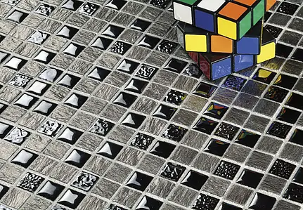 Mosaik, Färg svart, Natursten, 30x30 cm, Yta halvblank