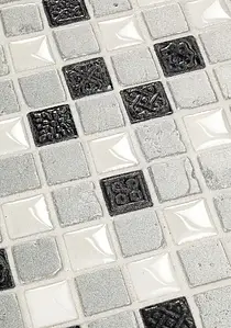 Mosaik, Färg grå, Natursten, 30x30 cm, Yta halvblank