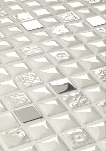 Mosaico, Colore bianco, Pietra naturale, 30x30 cm, Superficie semilucida