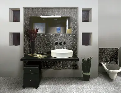 Mozaika, Kolor czarny, Kamień naturalny, 30.5x30.5 cm, Powierzchnia matowa