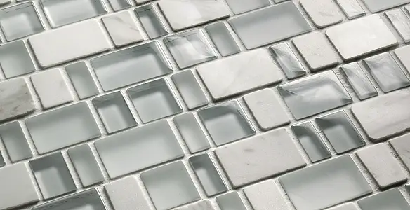 Mosaic tile, Color white, Glass, 30x30 cm, Finish semi-gloss