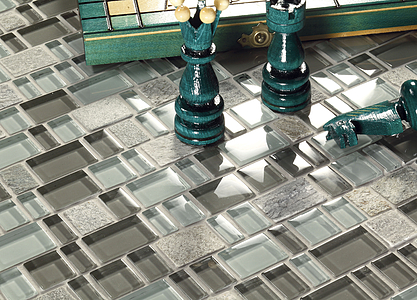 Mosaic tile, Color multicolor, Glass, 30x30 cm, Finish semi-gloss