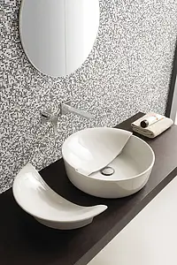 Farve sort-hvid, Mosaik flise, Glas, 30.5x30.5 cm, Overflade mat