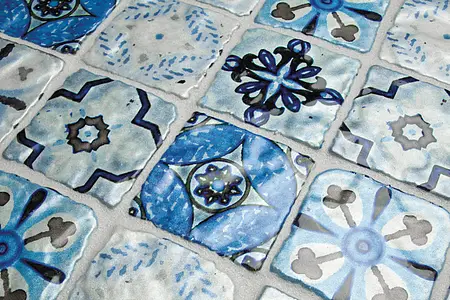 Mosaic tile, Effect faux encaustic tiles, Color multicolor, Glass, 30x30 cm, Finish matte