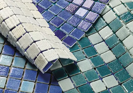 Farve marineblå, Mosaik flise, Glas, 32.5x51.5 cm, Overflade mat