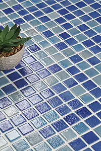 Farve himmelblå, Mosaik flise, Glas, 32.5x51.5 cm, Overflade mat