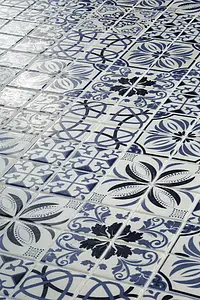 Mozaïek, Effect imitatie cementtegels, Kleur marineblauwe, Glas, 30x30 cm, Oppervlak mat