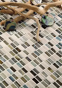 Mosaic tile, Effect mother-of-pearl, Color multicolor, Glass, 31.8x32.2 cm, Finish matte