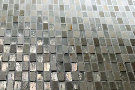 Effekt perlemor, Farve grå, Mosaik flise, Glas, 31.8x32.2 cm, Overflade mat