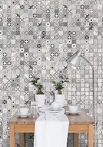Mosaico, Colore grigio, Stile patchwork, Pietra naturale, 30x30 cm, Superficie lucida