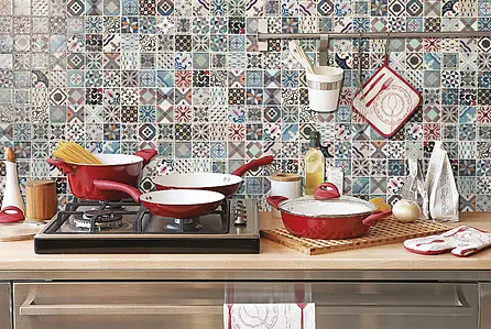 Mosaic tile, Color multicolor, Natural stone, 30x30 cm, Finish glossy