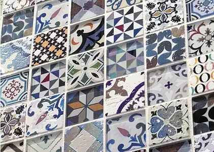 Mosaik flise, Farve med flere farver, Natursten, 30x30 cm, Overflade blank