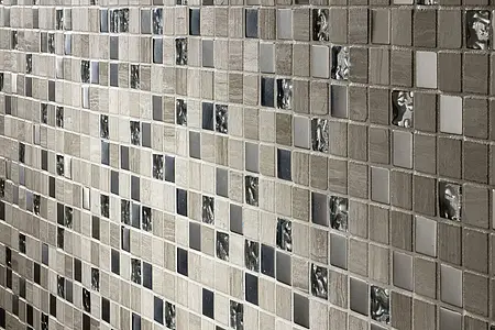 Mosaik, Färg grå, Natursten, 30x30 cm, Yta semipolerad