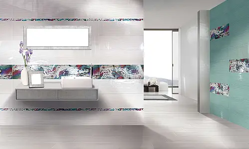 Background tile, Effect unicolor, Color white, Ceramics, 25x75 cm, Finish glossy