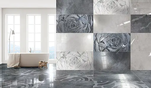 Background tile, Effect concrete, Color white, Glazed porcelain stoneware, 60x120 cm, Finish semi-polished