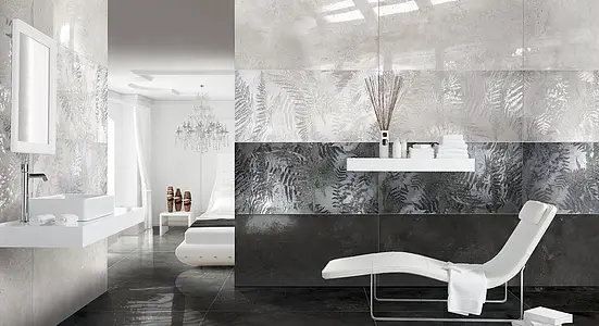 Background tile, Effect concrete, Color black, Glazed porcelain stoneware, 60x120 cm, Finish semi-polished