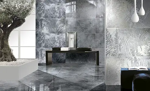 Dekorativt stykke, Effekt metall,konkret, Farge grå, Glasert porselenssteintøy, 60x120 cm, Overflate matt
