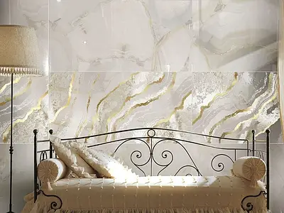 Dekorativt stykke, Effekt sten,agat, Farve beige, Glaseret porcelænsstentøj, 60x120 cm, Overflade poleret