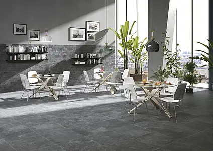 Optik beton, Farbe schwarze, Hintergrundfliesen, Glasiertes Feinsteinzeug, 60x60 cm, Oberfläche rutschfeste