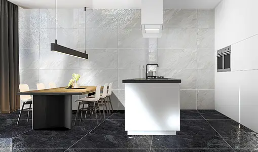 Carrelage, Effet autres types de marbre, Teinte noire, Grès cérame émaillé, 60x120 cm, Surface semi-polie