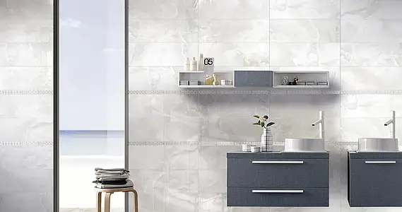 Background tile, Effect stone,onyx, Color white, Ceramics, 20x60 cm, Finish glossy