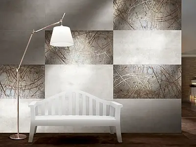 Effekt metal, Farve hvid, Grundflise, Glaseret porcelænsstentøj, 60x120 cm, Overflade skridsikker