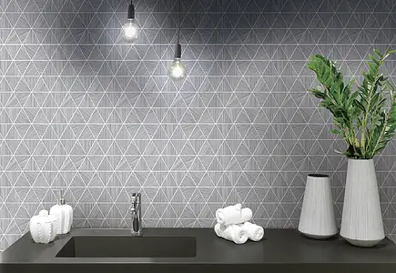 Mosaico, Effetto tessuto, Colore grigio, Gres porcellanato smaltato, 26.5x30 cm, Superficie antiscivolo