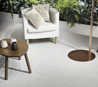 Piastrella di fondo, Effetto tessuto, Colore bianco, Gres porcellanato smaltato, 60x119.5 cm, Superficie antiscivolo