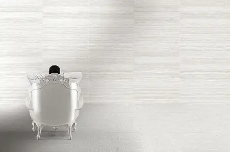 Piastrella di fondo, Effetto tessuto, Colore bianco, Gres porcellanato smaltato, 60x119.5 cm, Superficie antiscivolo