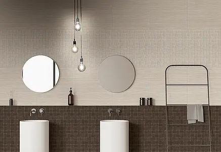 Piastrella di fondo, Effetto tessuto, Colore beige, Gres porcellanato smaltato, 60x119.5 cm, Superficie antiscivolo