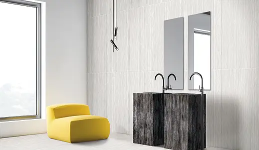 Piastrella di fondo, Effetto tessuto, Colore bianco, Gres porcellanato smaltato, 60x119.5 cm, Superficie antiscivolo
