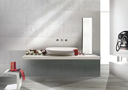 Background tile, Color white, Ceramics, 32x90 cm, Finish matte