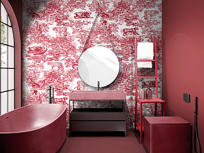 Azulejo base, Color rojo,rosa, Gres porcelánico esmaltado, 100x300 cm, Acabado Satinado