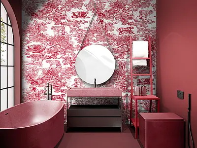 Azulejo de fundo, Cor vermelho,rosa, Grés porcelânico vidrado, 100x300 cm, Superfície Refinada