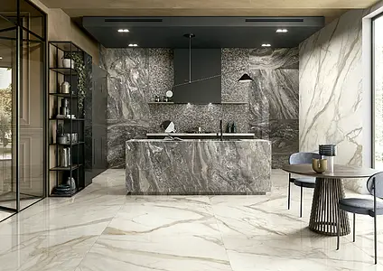 Carrelage, Effet pierre,autres types de marbre, Teinte beige,blanche, Grès cérame émaillé, 120x120 cm, Surface polie