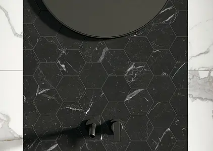Mosaik, Optik stein,andere steine, Farbe schwarze, Glasiertes Feinsteinzeug, 28.5x33 cm, Oberfläche polierte