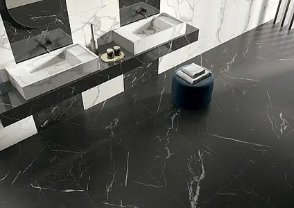 Background tile, Effect other marbles, Color black, Unglazed porcelain stoneware, 60x60 cm, Finish matte