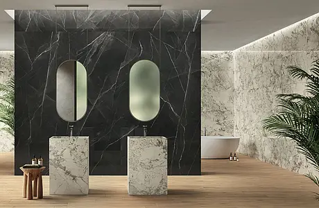 Carrelage, Effet autres types de marbre, Teinte noire, Grès cérame émaillé, 120x278 cm, Surface polie