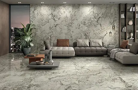Piastrella di fondo, Effetto altri tipi di marmo, Colore grigio, Gres porcellanato smaltato, 120x278 cm, Superficie levigata